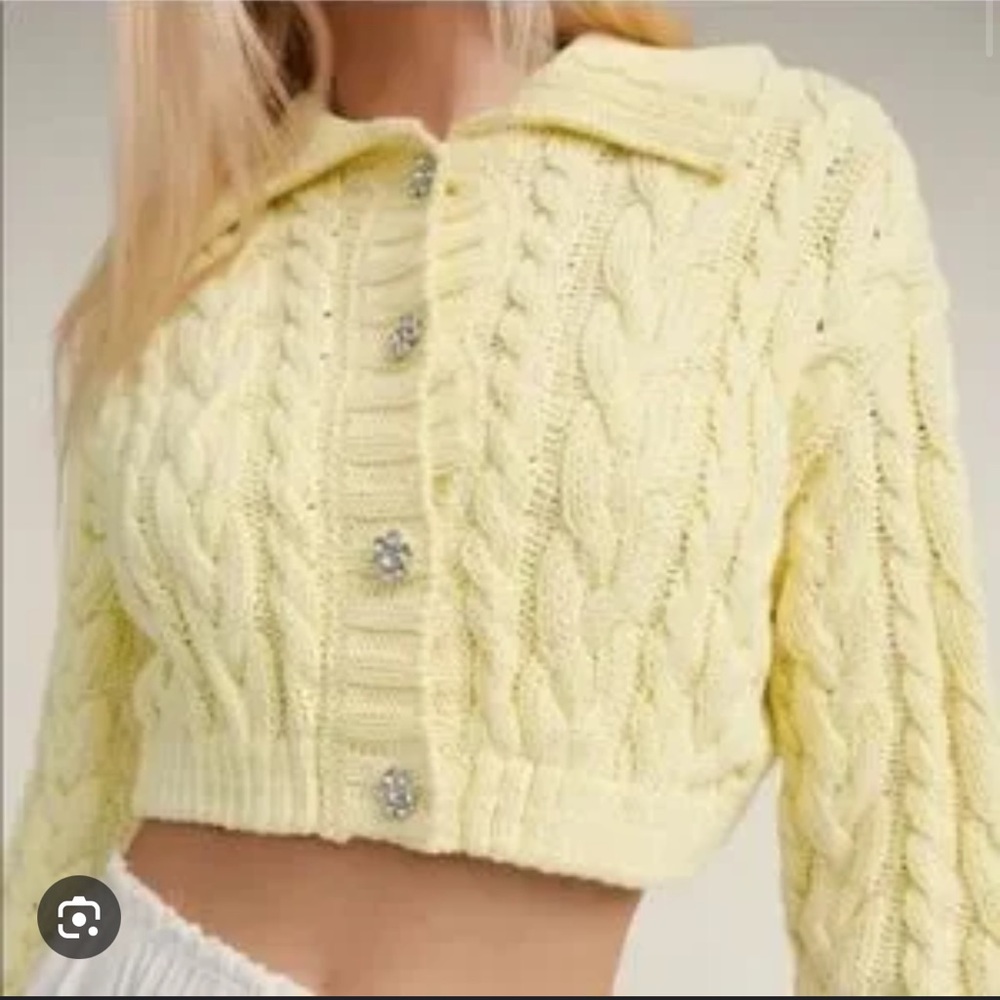 Zara Cotton butter yellow Cable Knit Sweater 🌼
